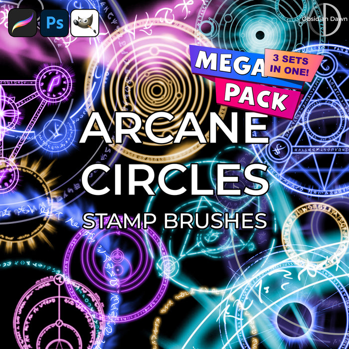 Arcane Circles Brushes Mega Pack – Photoshop, Procreate, GIMP